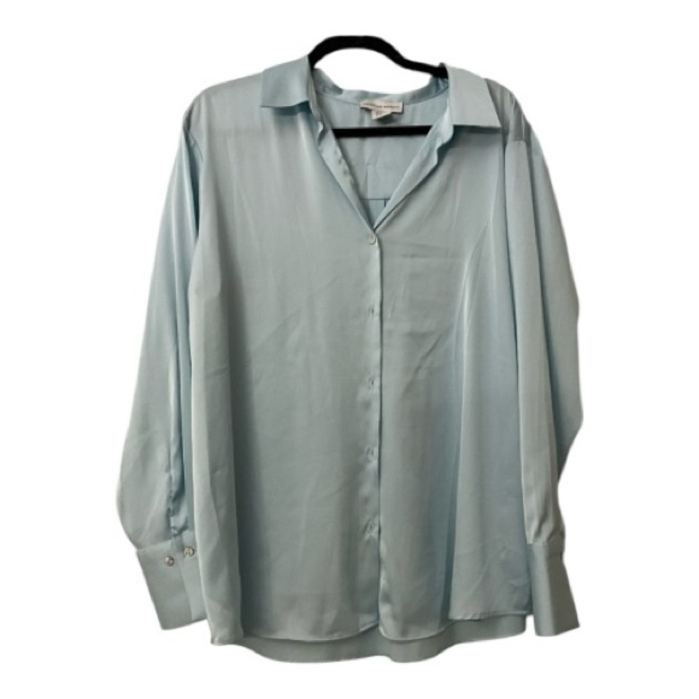 Cupcakes & Cashmere Light Blue Button-Down Feminine Blouse Sz XL